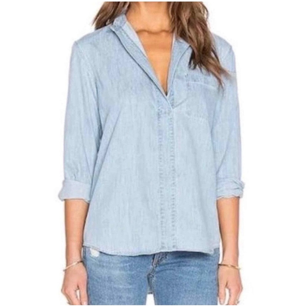 Rag & Bone Leeds Button Up Tunic Womens XS Tottenham Denim Chambray Casual